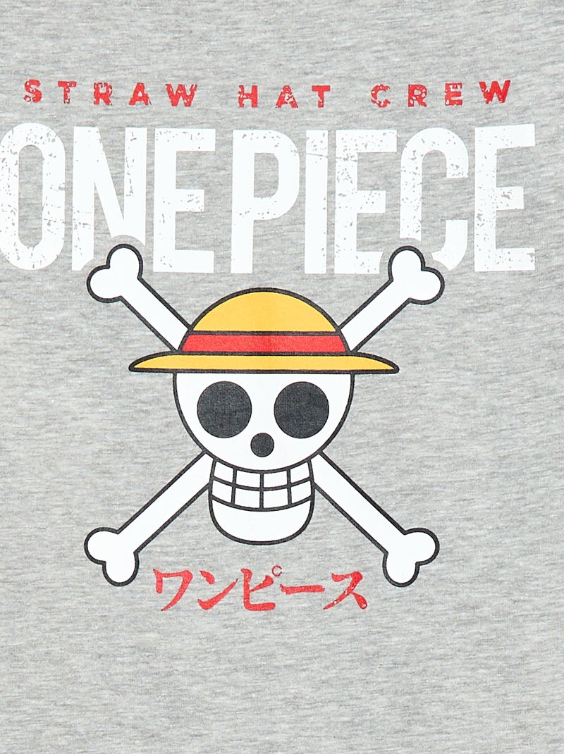 T-shirt met korte mouwen met 'Luffy - One Piece'-print Grijs - Kiabi