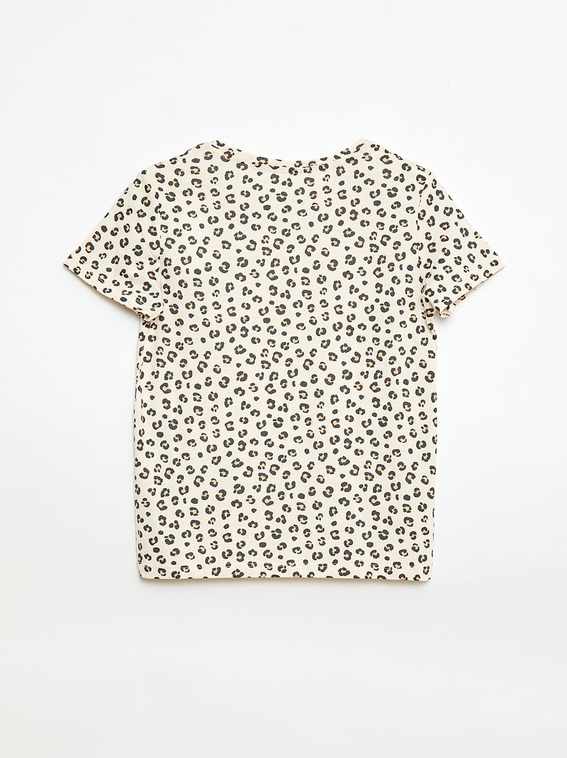 T-shirt met korte mouwen met luipaardprint Biege - Kiabi