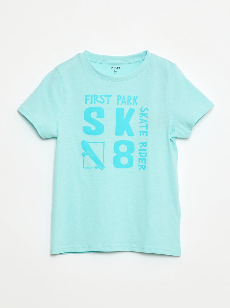T-shirt met korte mouwen met print Blauw - Kiabi