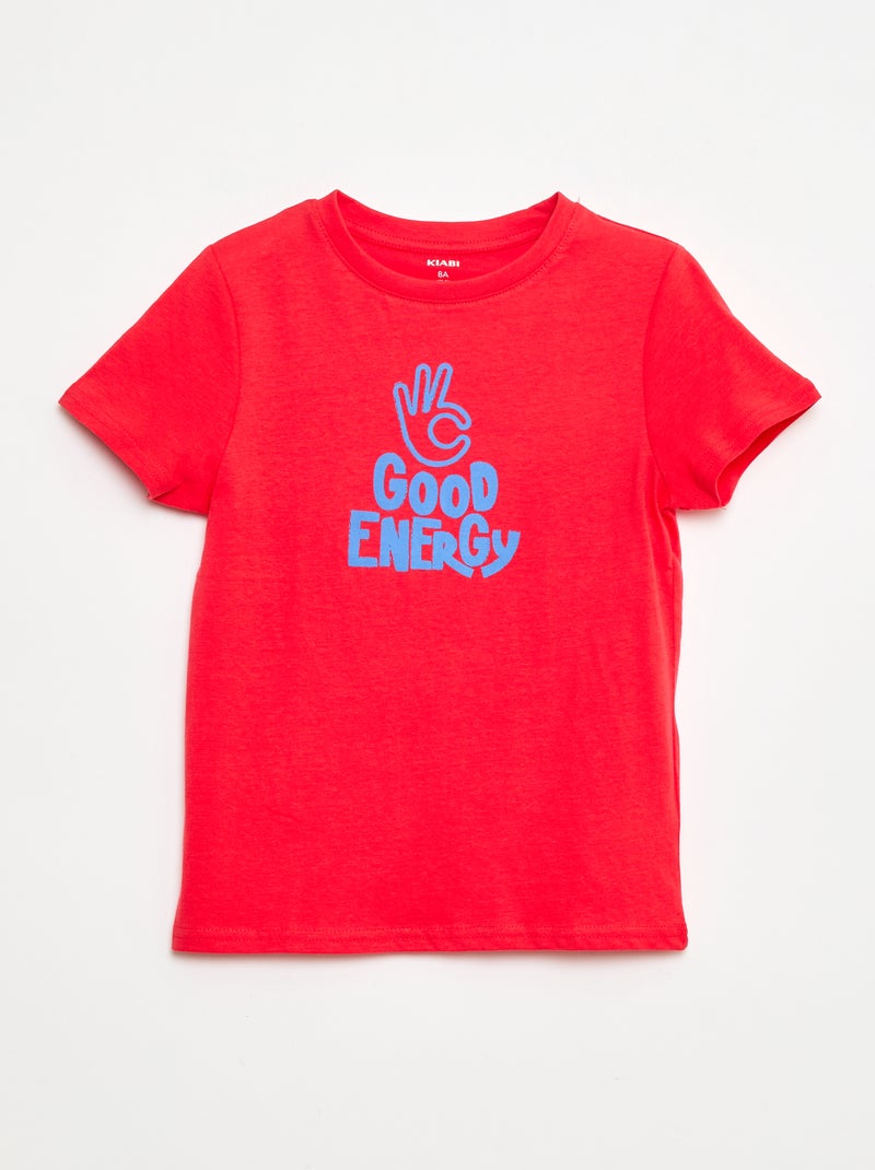 T-shirt met korte mouwen met print Rood - Kiabi
