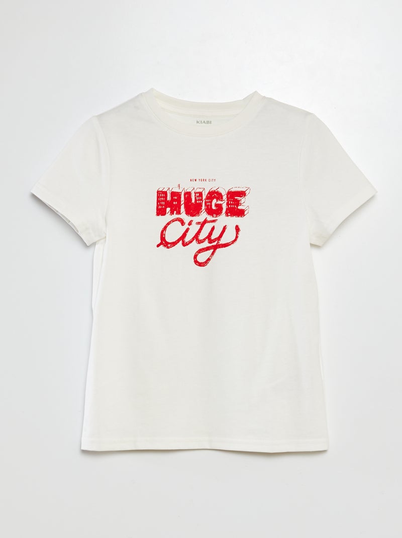 T-shirt met korte mouwen met print WIT - Kiabi