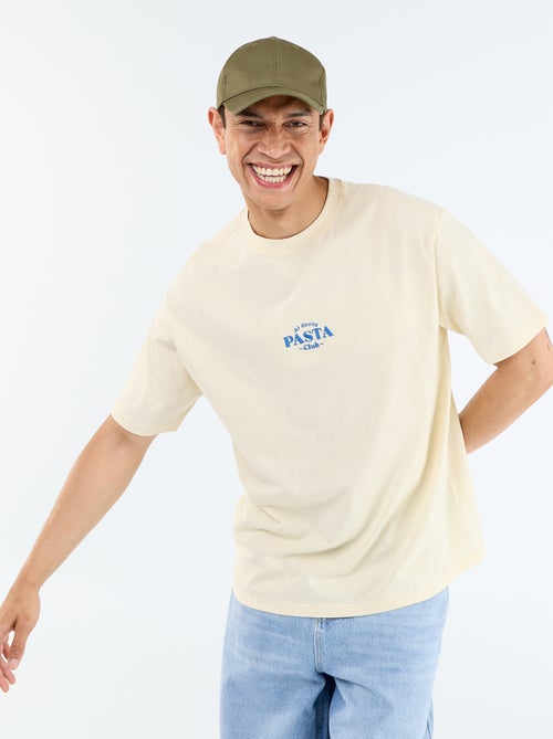 T-shirt met korte mouwen met prints en borduursels op voor- en achterkant - Kiabi