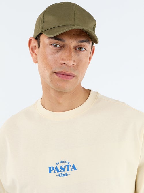 T-shirt met korte mouwen met prints en borduursels op voor- en achterkant - Kiabi
