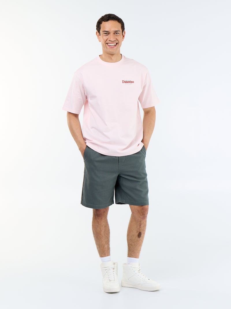 T-shirt met korte mouwen met prints en borduursels op voor- en achterkant Rose - Kiabi