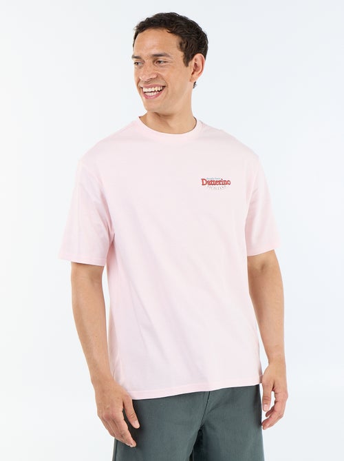 T-shirt met korte mouwen met prints en borduursels op voor- en achterkant - Kiabi