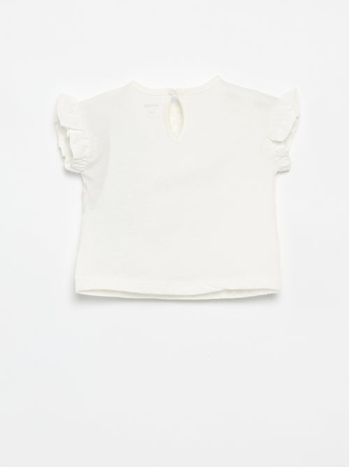 T-shirt met korte mouwen met ruches en Engels borduurwerk - Kiabi