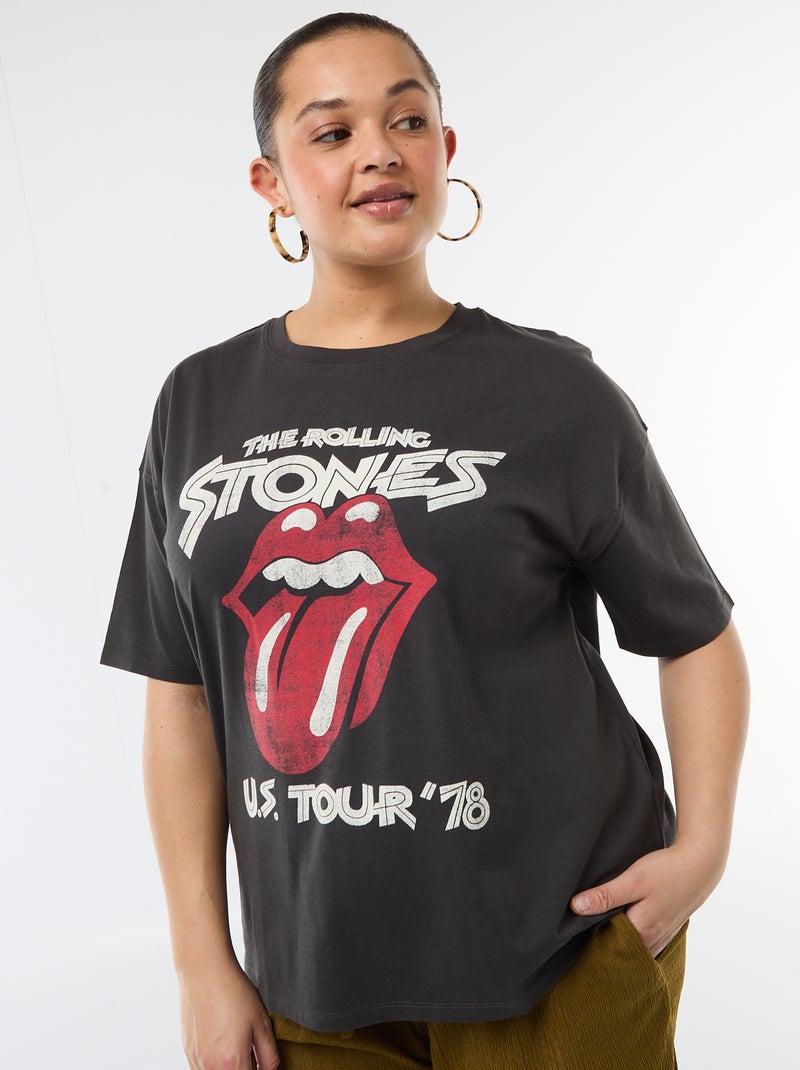 T-shirt met korte mouwen 'Rolling Stones' Zwart - Kiabi