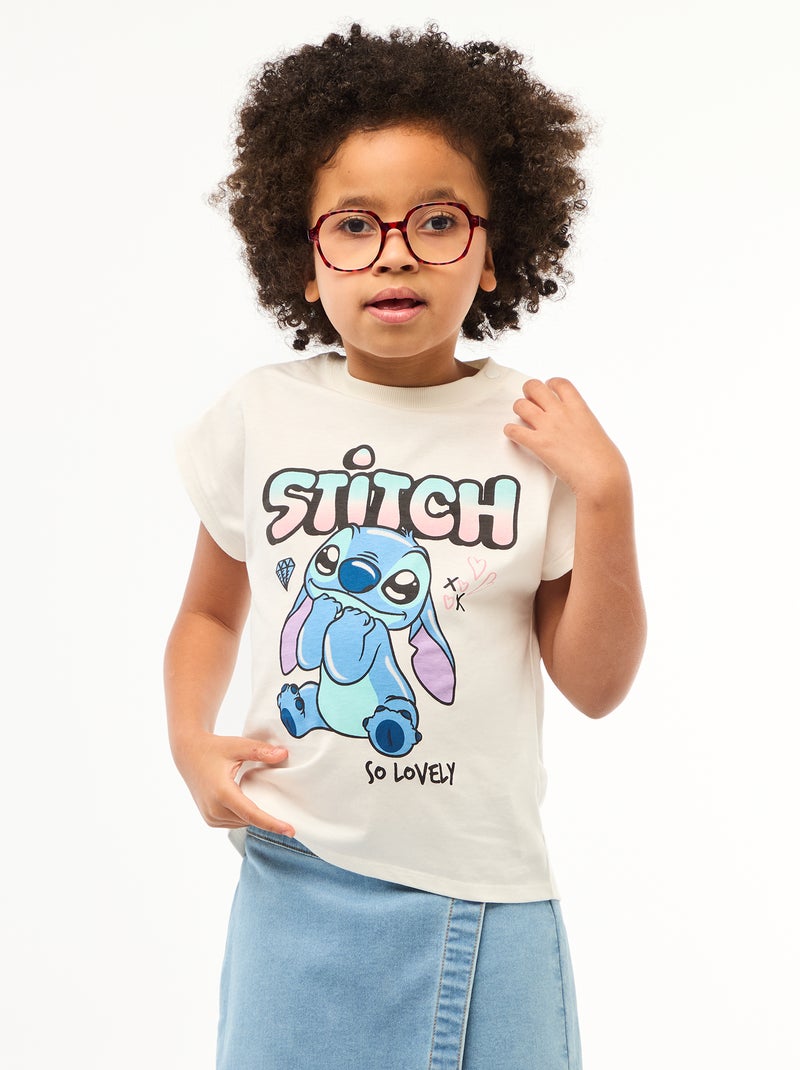 T-shirt met korte mouwen 'Stitch' - Gemakkelijk aan te trekken collectie Wit - Kiabi