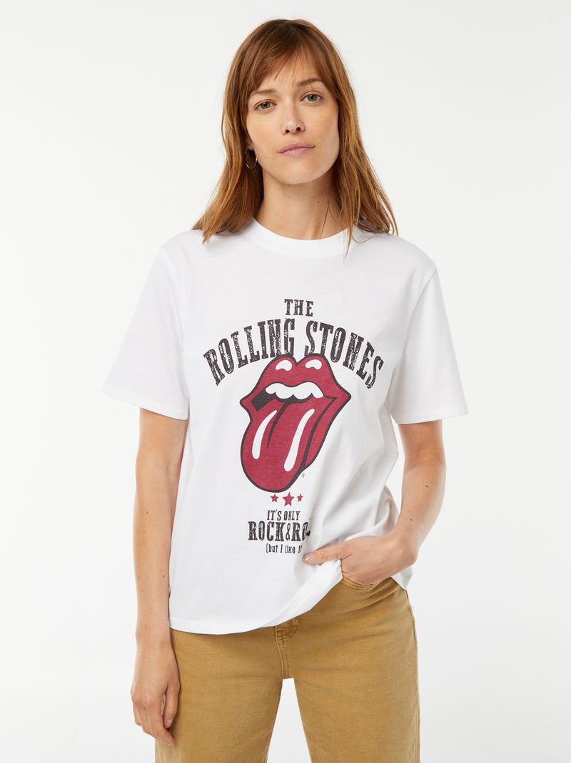 T-shirt met korte mouwen 'The Rolling Stones' WIT - Kiabi