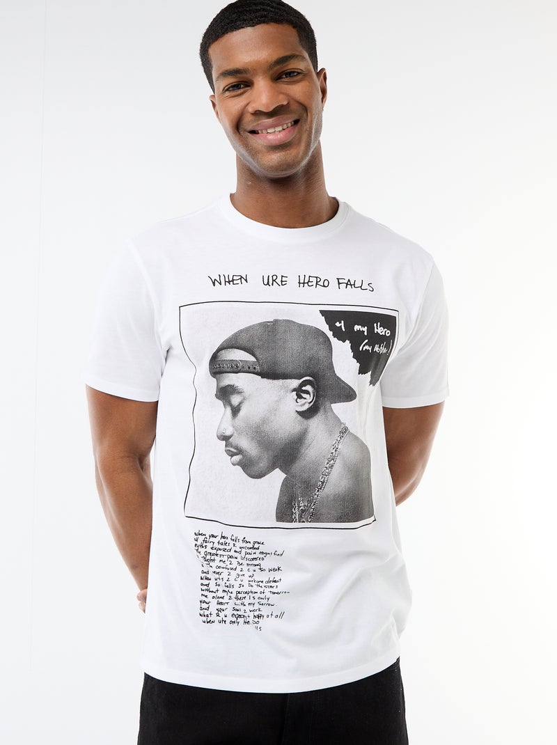 T-shirt met korte mouwen 'Tupac' Wit - Kiabi