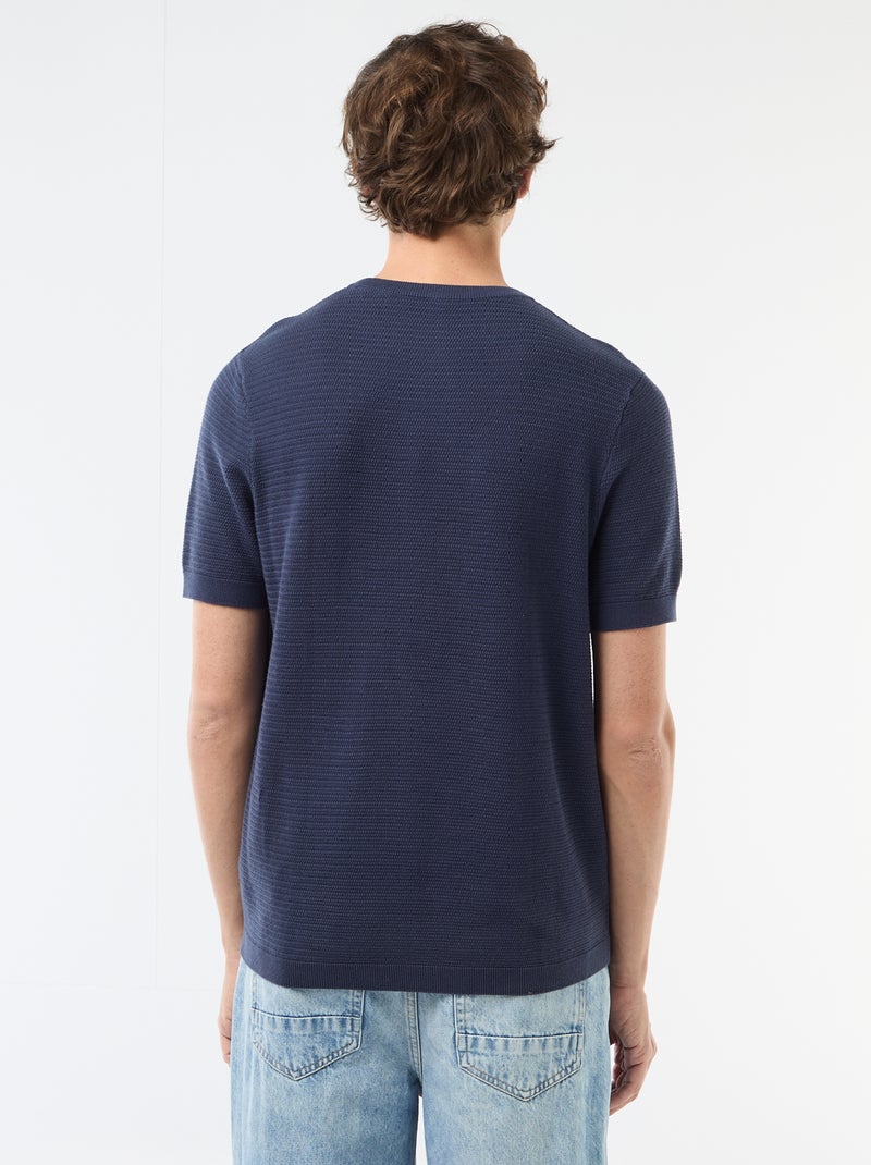 T-shirt met korte mouwen van fantasie materiaal Blauw - Kiabi