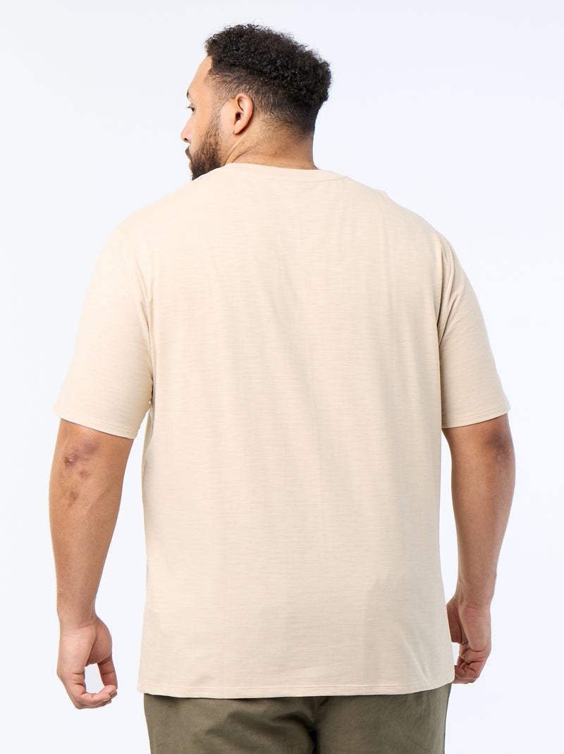 T-shirt met korte mouwen van jerseytricot met fantasiepatroon Biege - Kiabi