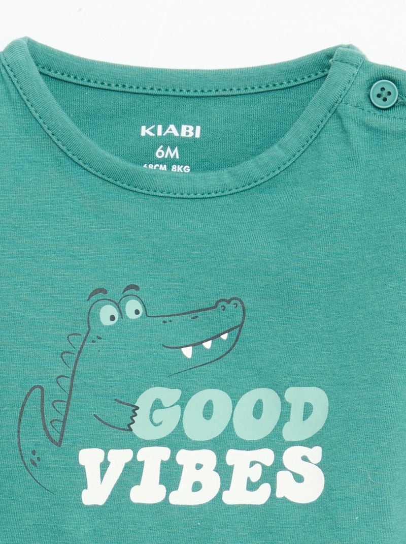 T-shirt met korte mouwen van katoenen jerseytricot Groen - Kiabi