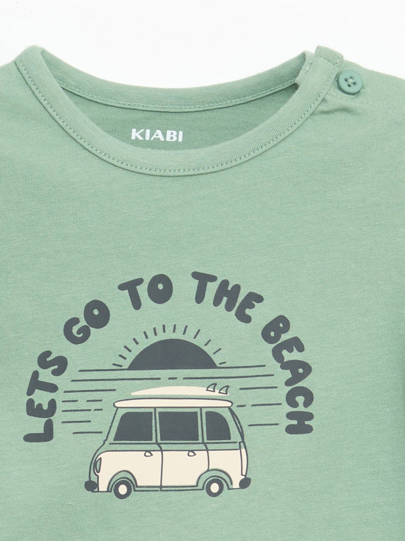 T-shirt met korte mouwen van katoenen jerseytricot Groen - Kiabi