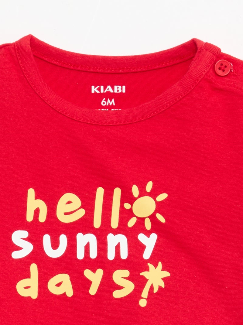 T-shirt met korte mouwen van katoenen jerseytricot Rood - Kiabi