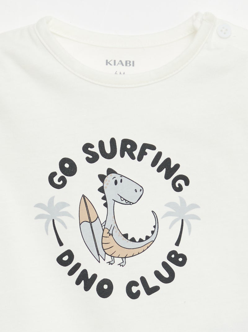 T-shirt met korte mouwen van katoenen jerseytricot Wit - Kiabi