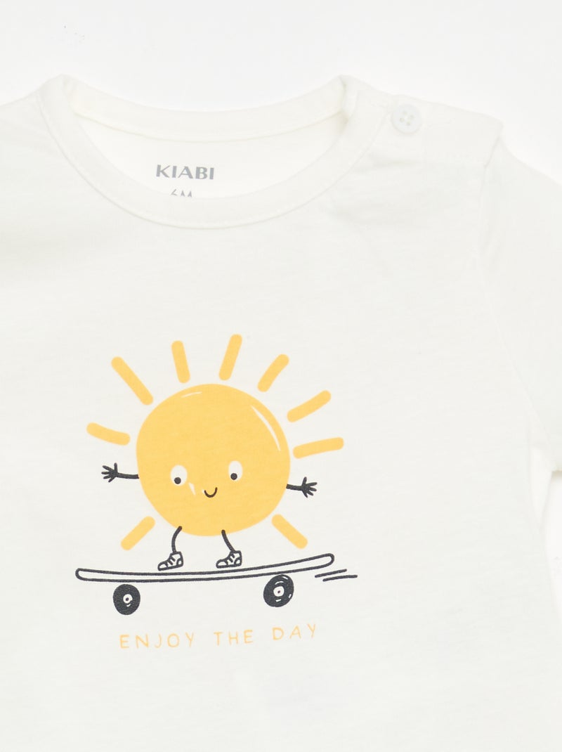 T-shirt met korte mouwen van katoenen jerseytricot Wit - Kiabi