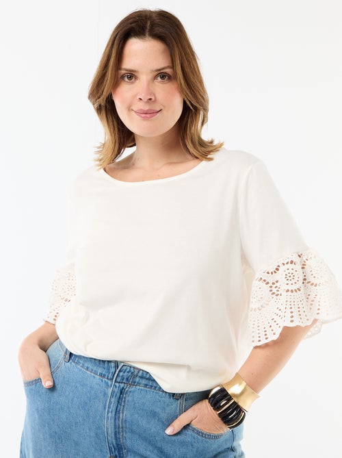 T-shirt met korte mouwen van macramé - Kiabi