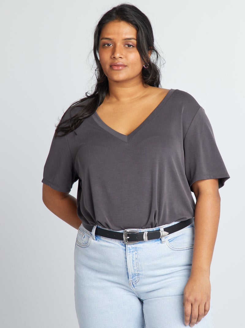 T-shirt met korte mouwen van stretchstof PAARS - Kiabi