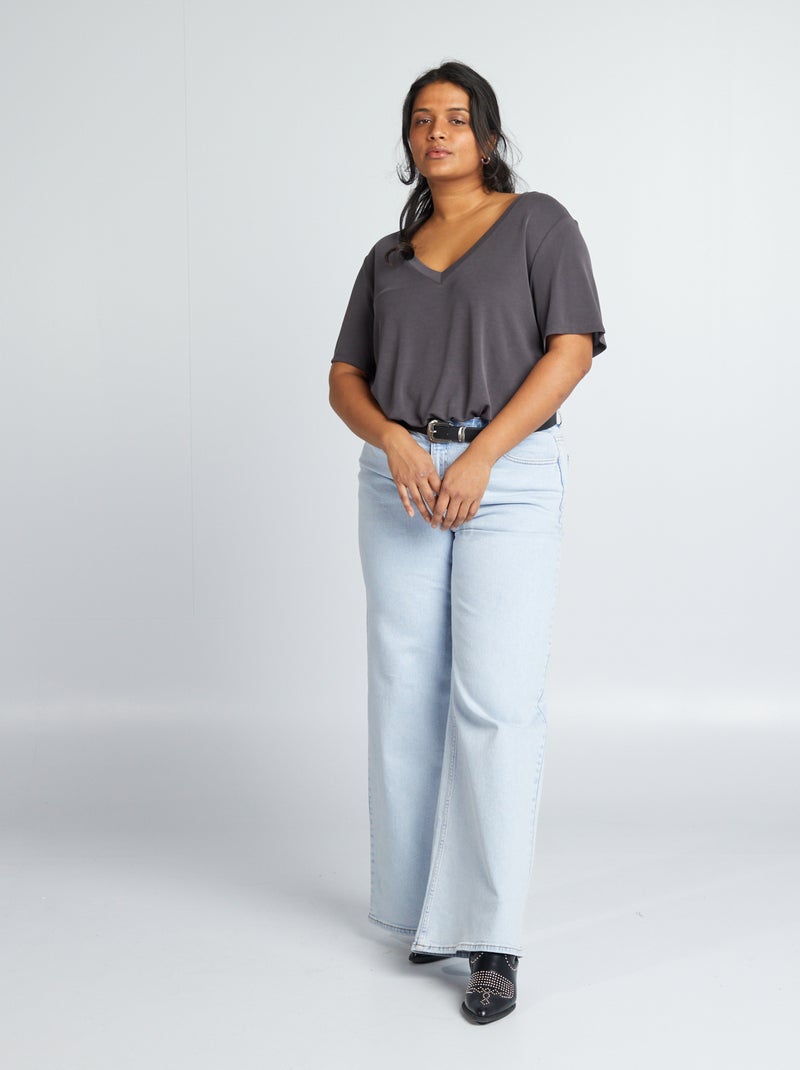 T-shirt met korte mouwen van stretchstof PAARS - Kiabi