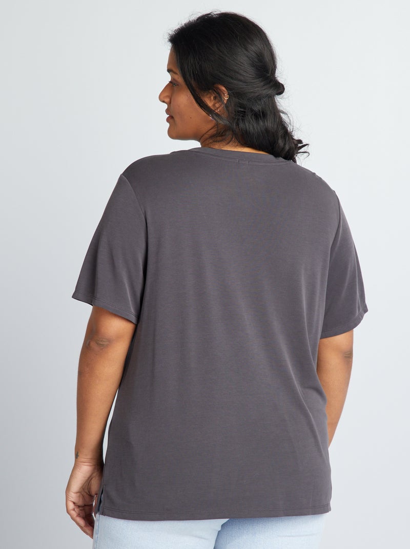 T-shirt met korte mouwen van stretchstof PAARS - Kiabi