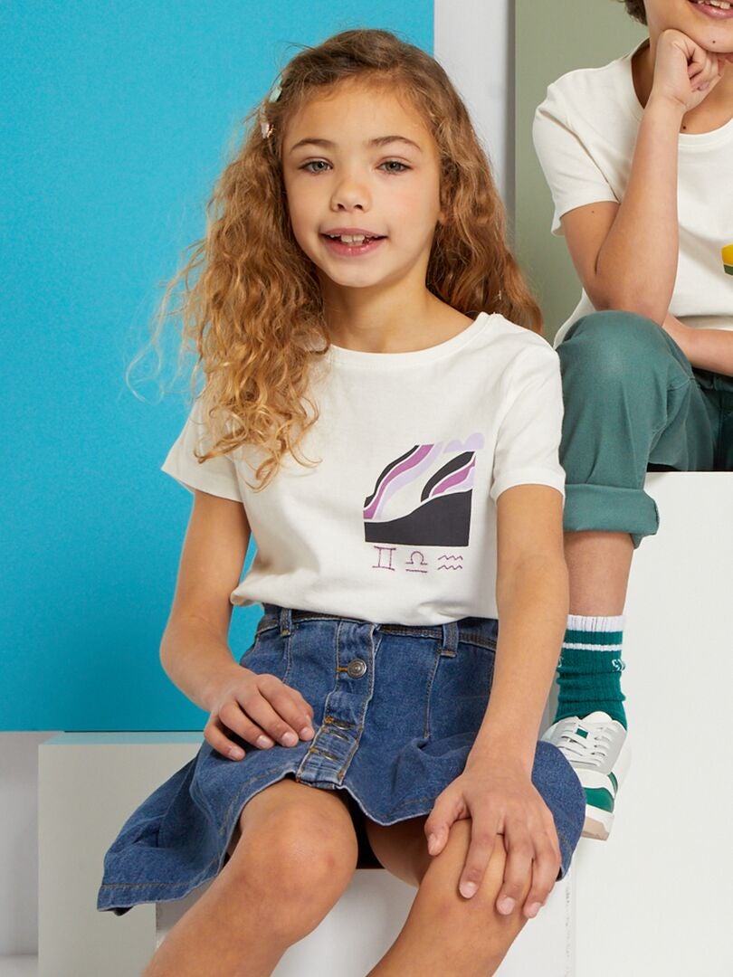 T-shirt met korte mouwen 'vuur' WIT - Kiabi
