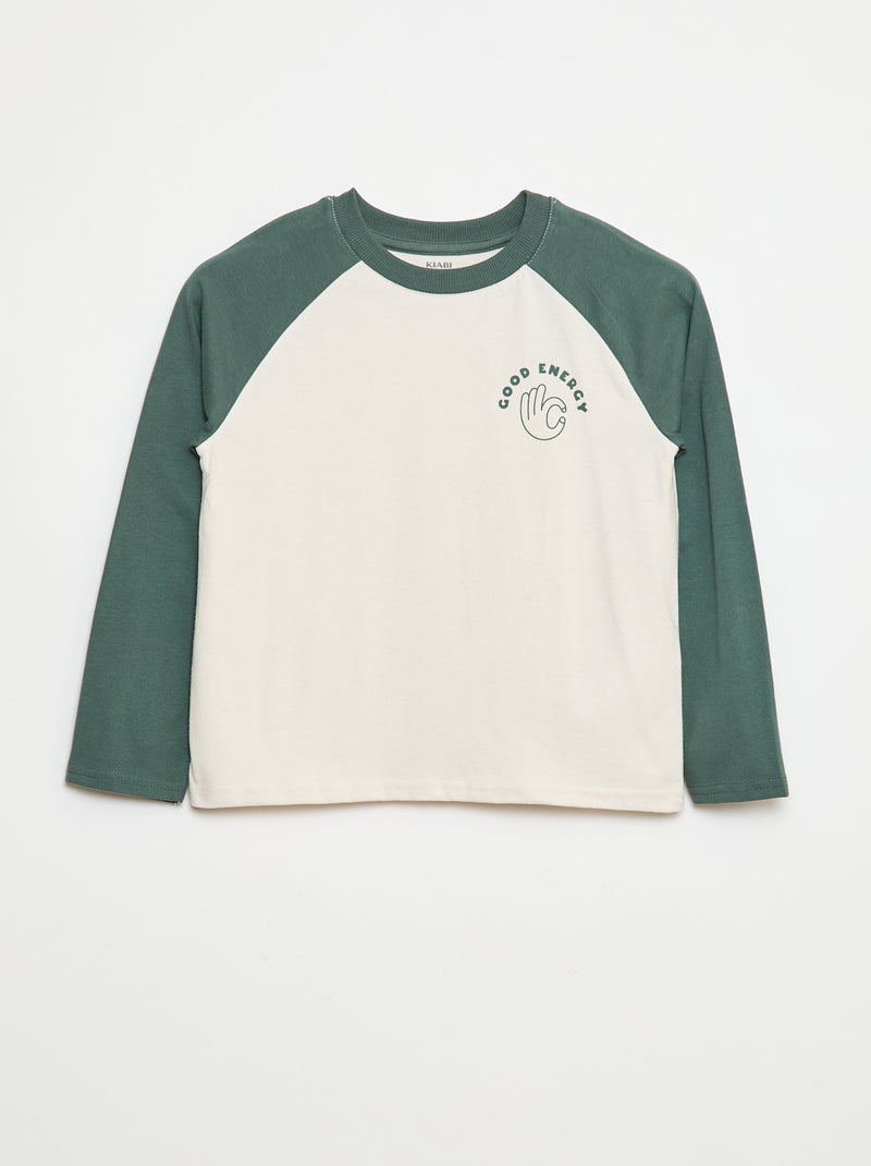 T-shirt met korte raglanmouw Groen - Kiabi
