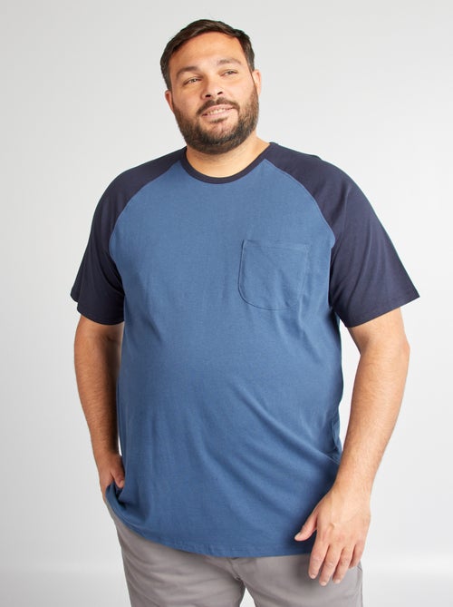 T-shirt met korte raglanmouwen en borstzakje - Kiabi