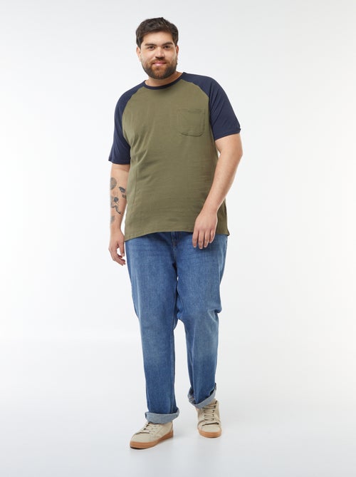 T-shirt met korte raglanmouwen en borstzakje - Kiabi