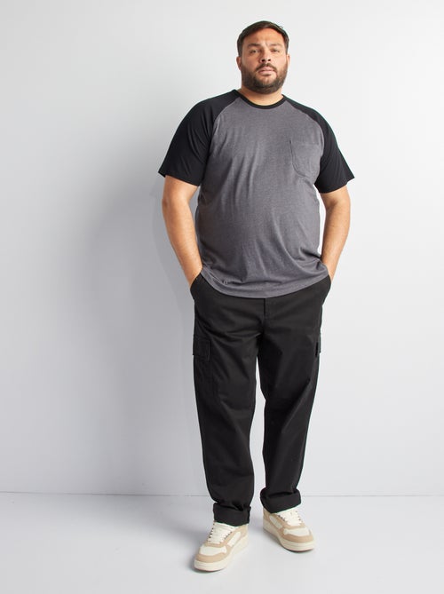 T-shirt met korte raglanmouwen en borstzakje - Kiabi