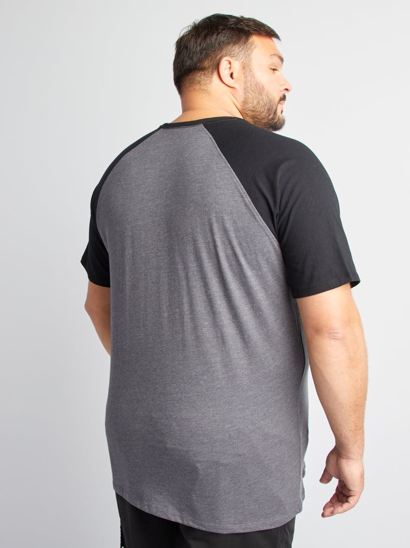 T-shirt met korte raglanmouwen en borstzakje ZWART - Kiabi