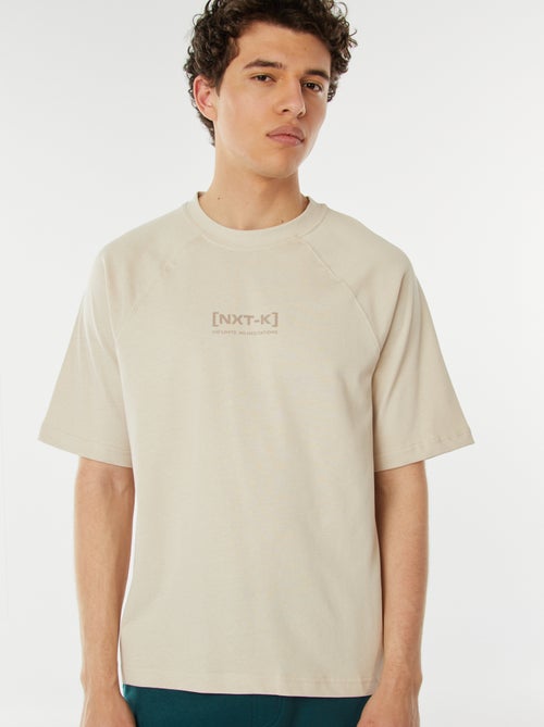 T-shirt met korte raglanmouwen en print - Kiabi