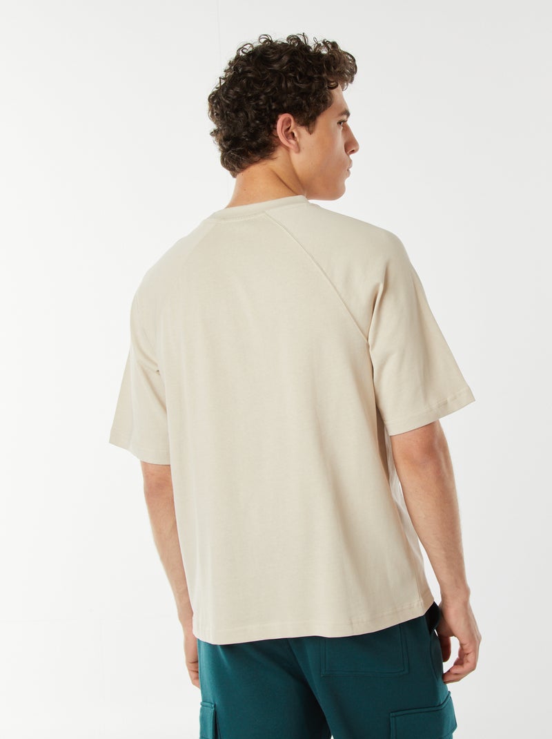 T-shirt met korte raglanmouwen en print Biege - Kiabi