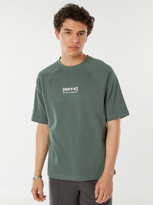 T-shirt met korte raglanmouwen en print - Kiabi
