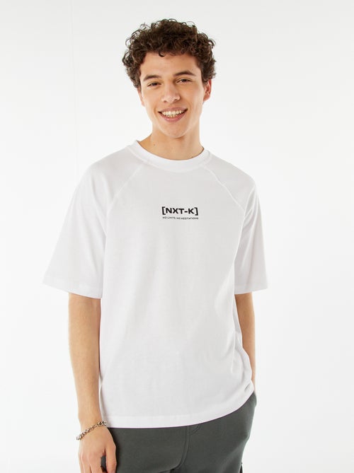 T-shirt met korte raglanmouwen en print - Kiabi