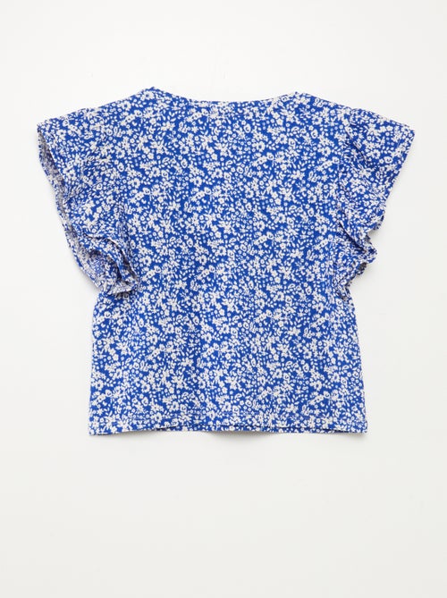 T-shirt met korte ruchemouw en ronde hals met print - Kiabi