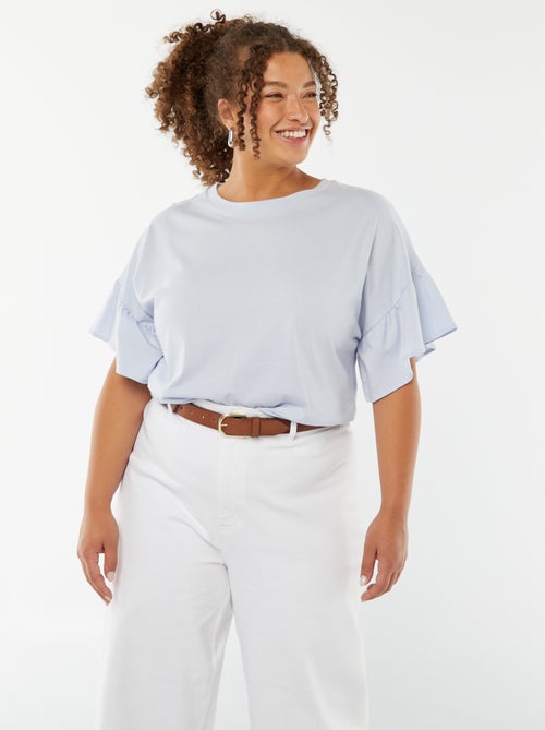 T-shirt met korte ruchemouwen - Kiabi