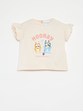 T-shirt met korte ruchemouwen 'Bluey'