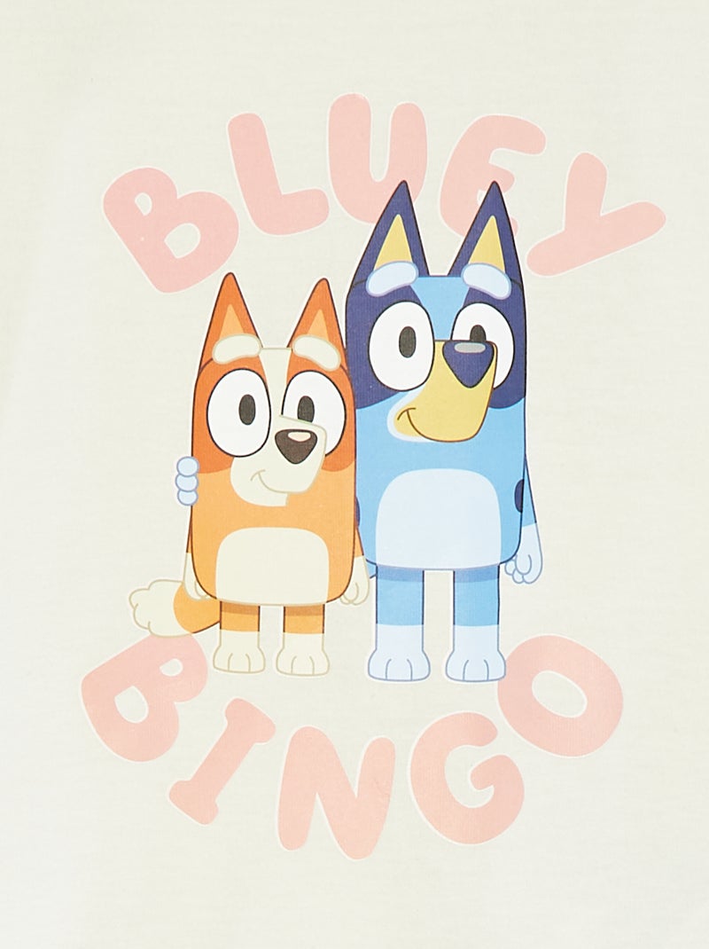 T-shirt met korte ruchemouwen 'Bluey' WIT - Kiabi