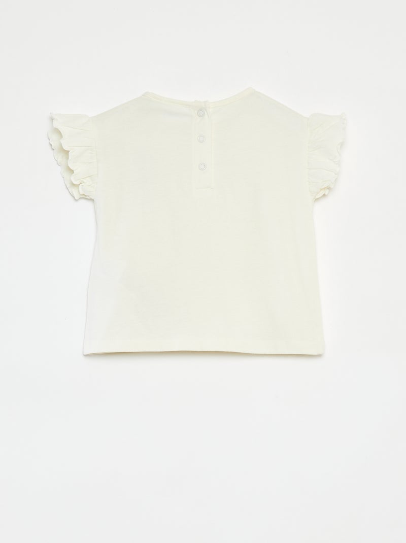 T-shirt met korte ruchemouwen 'Bluey' WIT - Kiabi