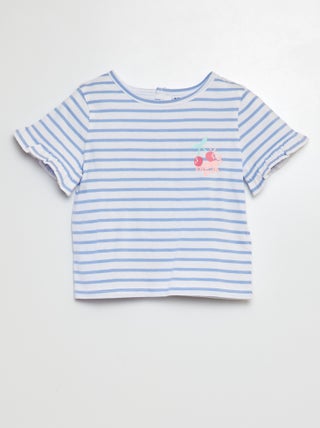 T-shirt met korte ruchemouwen en print