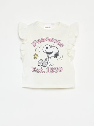 T-shirt met korte ruchemouwen 'Snoopy'