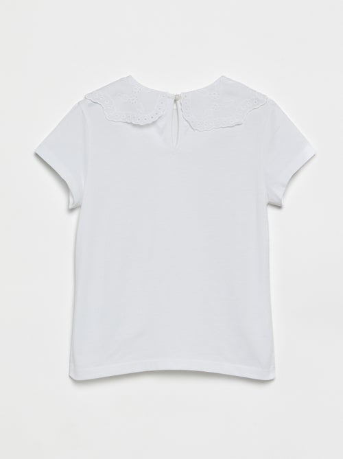 T-shirt met kraag van broderie anglaise - Kiabi
