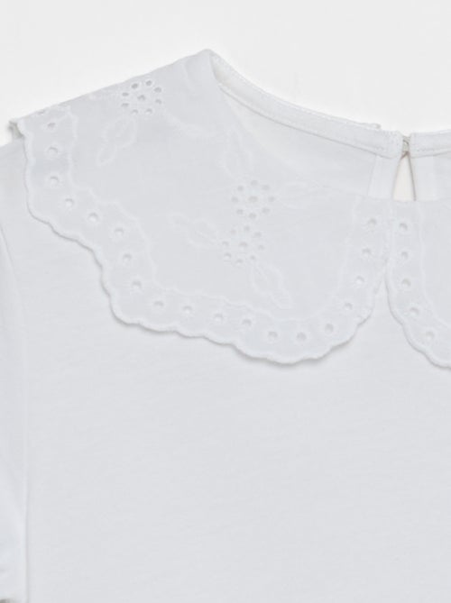 T-shirt met kraag van broderie anglaise - Kiabi