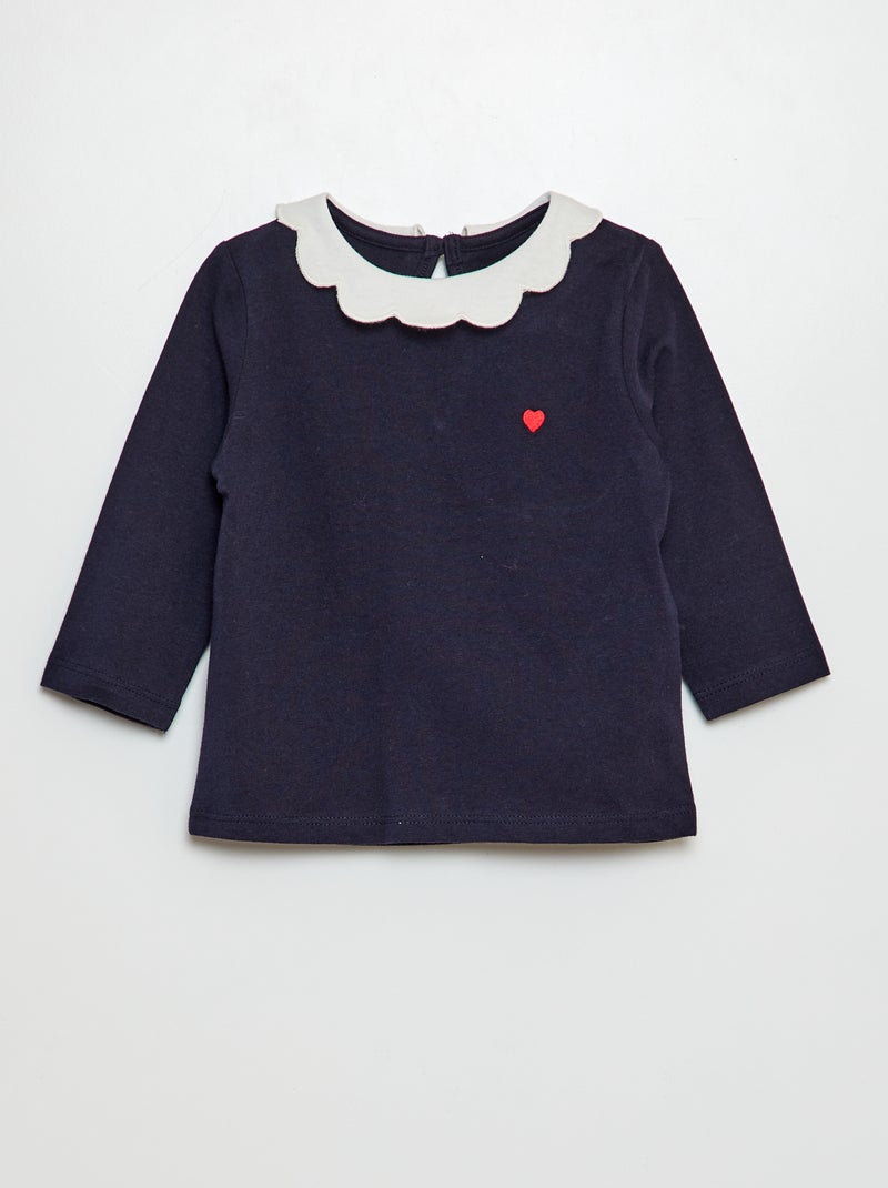 T-shirt met kraagje BLAUW - Kiabi