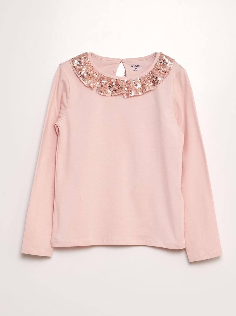 T-shirt met kraagje in tule met lovertjes ROSE - Kiabi