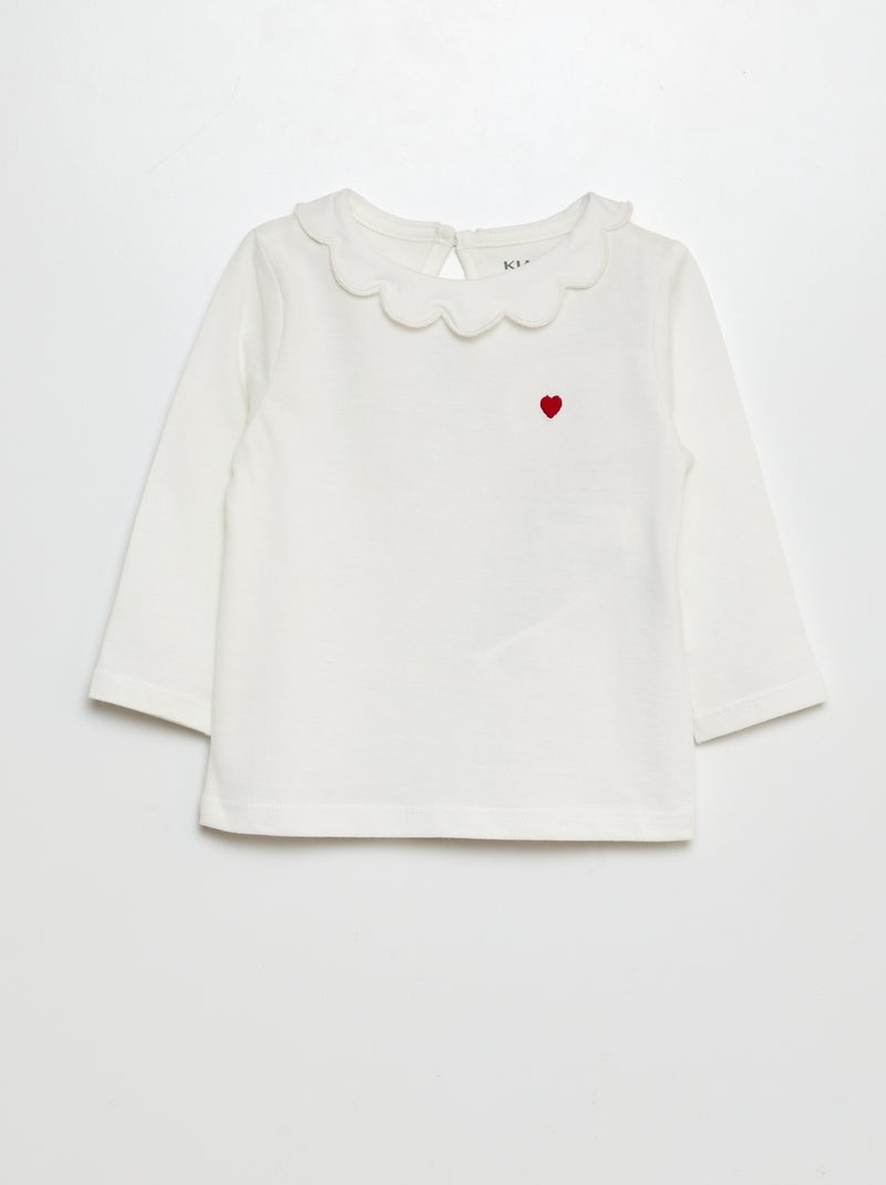 T-shirt met kraagje WIT - Kiabi