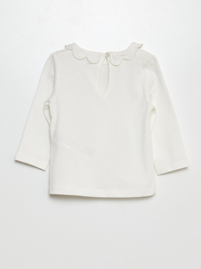 T-shirt met kraagje WIT - Kiabi