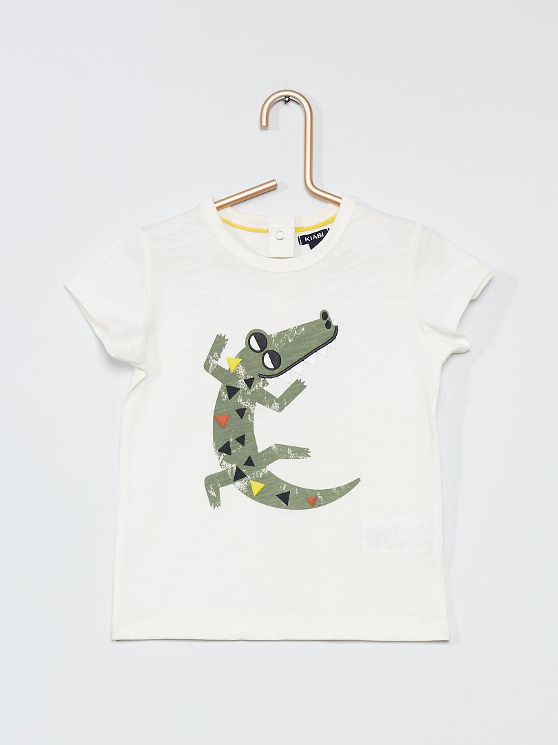 T-shirt met krokodillenprint WIT - Kiabi