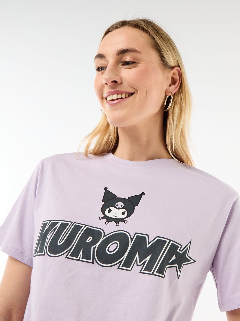 T-shirt met 'Kuromi'-print en korte mouwen Rose - Kiabi